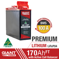 GIANT 170AH Australian Made Lithium Slimline Front Terminal Battery 