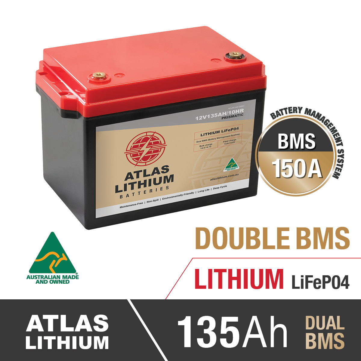 kalligraf lejlighed rør ATLAS 135AH Lithium Deep Cycle Battery | 135AH Lithium Battery Australia |  135AH Lithium (LiFePO4)