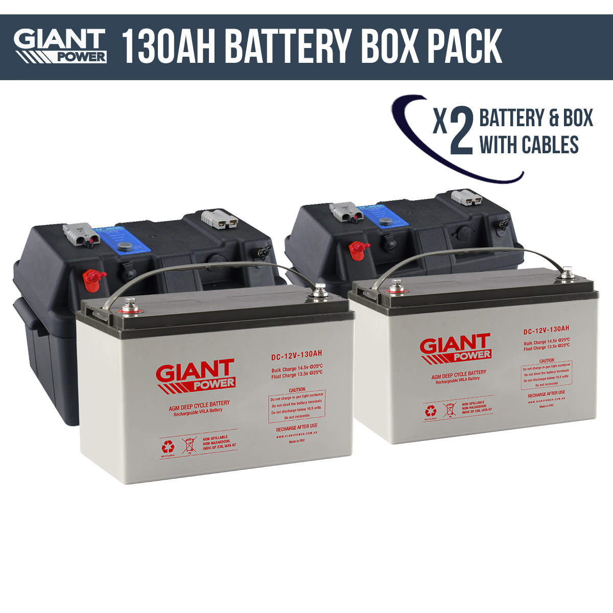 Deep Cycle Battery and Box 130AH 12V Deep Cycle AGM
