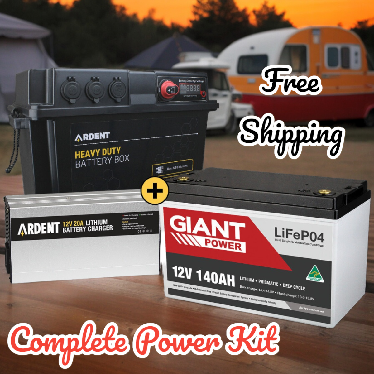Giant 140AH 12V Lithium Deep Cycle Battery and Ardent Battery Box