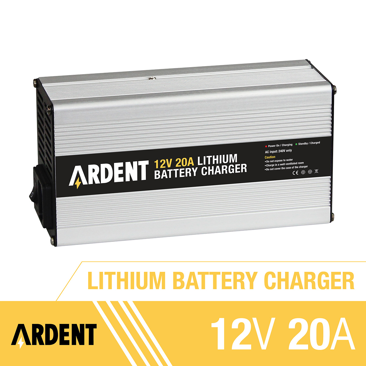 Ardent 14.6V 12V 20AMP Lithium Battery Charger with Anderson Plug & Alligator Clip