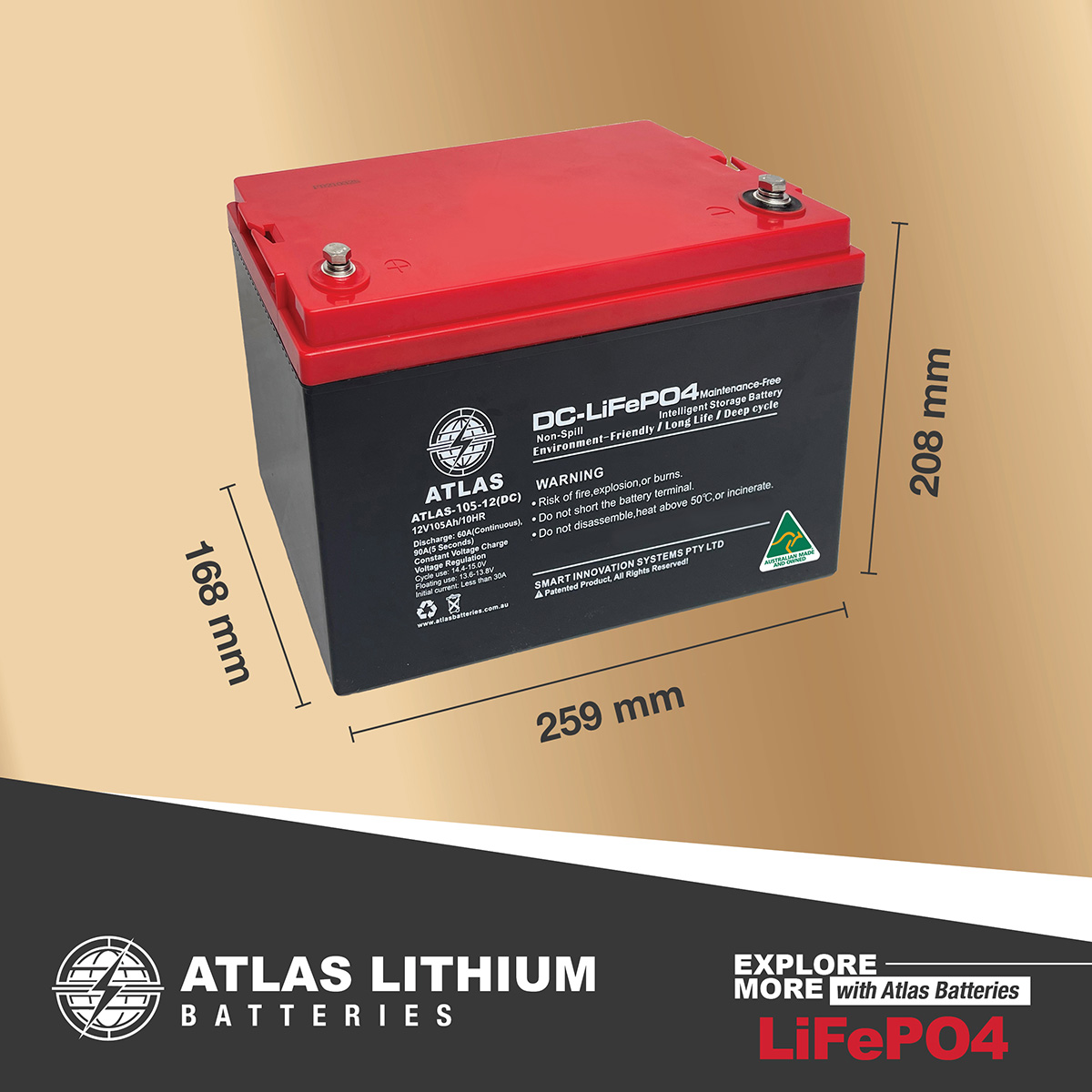 105AH Lithium Deep Cycle Prismatic Battery