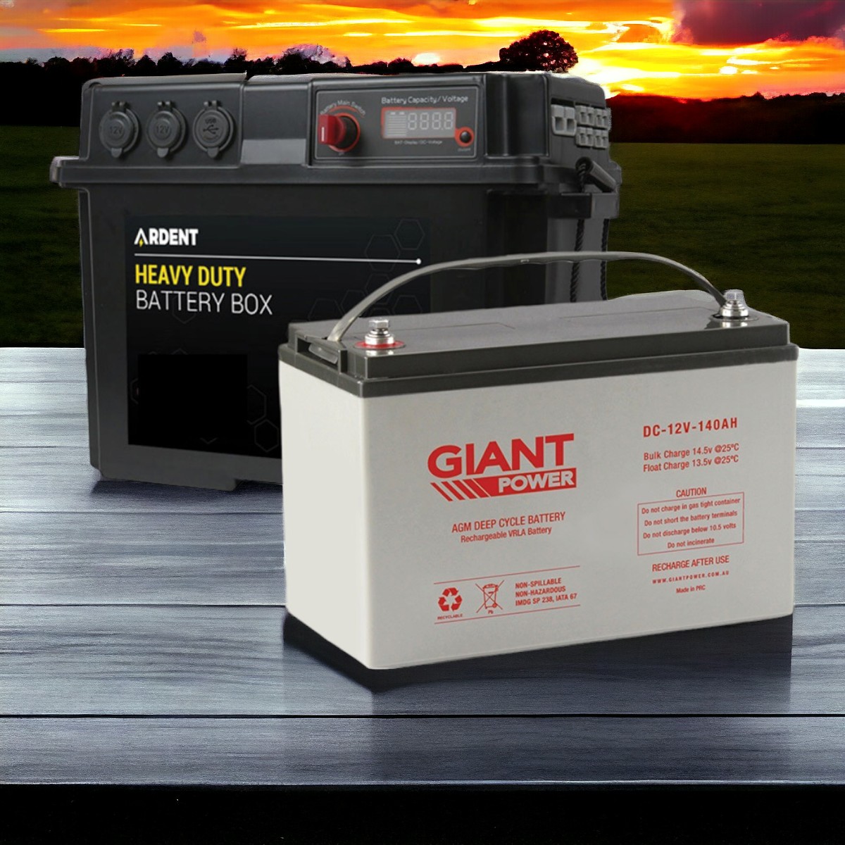 Deep Cycle Battery and Box 140AH 12V Deep Cycle AGM Powered Battery
