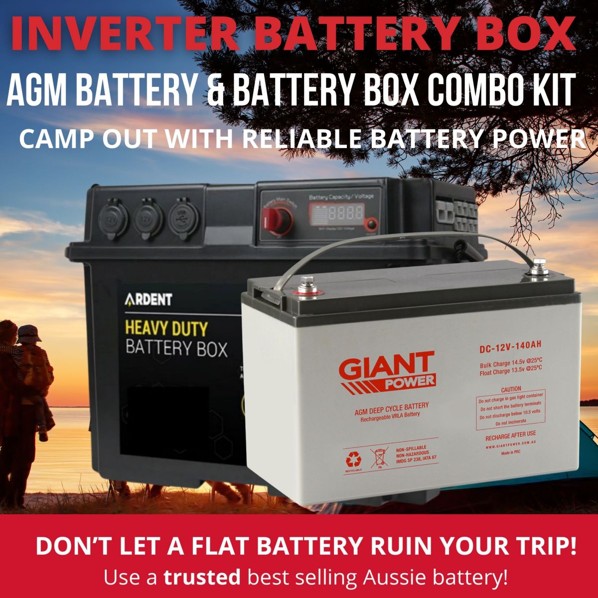 140AH AGM Deep Cycle Battery & Battery Box Kit