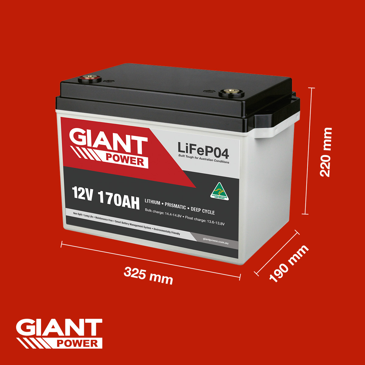GIANT 170AH Lithium Deep Cycle Battery 170AH Lithium Battery