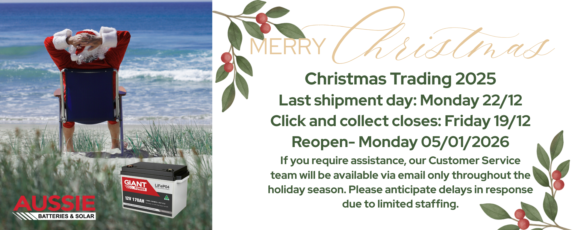 Merry Christmas From The Aussie Batteries Team  