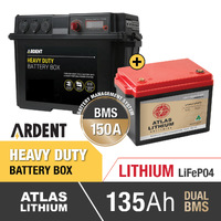ATLAS 135AH Lithium Deep Cycle Battery and Ardent Battery Box Australian Made
