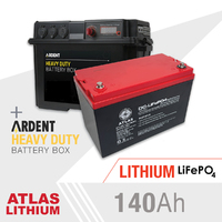 ATLAS 140AH Lithium Deep Cycle Battery & Ardent Battery Box Combo
