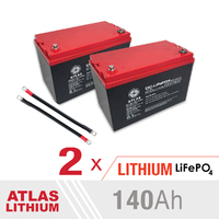 2x ATLAS 140AH 12V Lithium Deep Cycle Battery