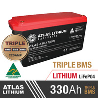 ATLAS 330AH 12V Lithium Prismatic Deep Cycle Battery Triple BMS