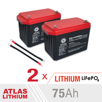 2 X ATLAS 75AH Lithium Deep Cycle Battery  (LiFePo4) 