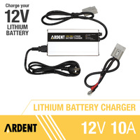 Ardent 12V 10AMP Lithium Battery Charger with Anderson Plug & Alligator Clip
