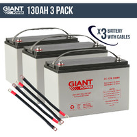 3x 130AH 12V AGM Deep Cycle Battery & Cables