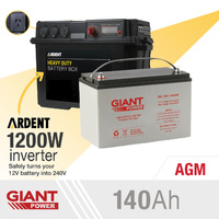 Giant Power 140AH 12V Deep Cycle AGM Ardent Heavy Duty Battery Box with 1200w Inverter