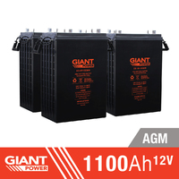 Giant Power 13.2kWh 12V 1100AH AGM Battery Bank (6V cells)