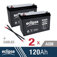 2 X Eclipse 120AH 12V AGM Deep Cycle Battery