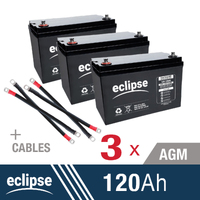 3 x Eclipse 120AH 12V AGM Deep Cycle Battery