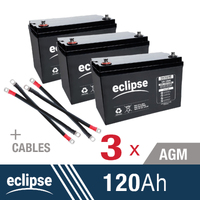 3 X Eclipse 120AH 12V AGM Deep Cycle Battery