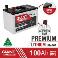 Giant 100AH 12V Lithium Deep Cycle Battery Australian Made (METAL CASE)