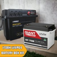 Giant 170AH 12V Lithium Deep Cycle Battery and Battery Box Kit