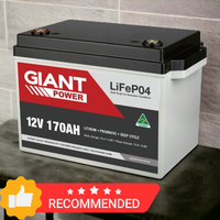 Giant 12V 170AH Lithium Battery LiFePO4 Deep Cycle Battery Australian Made