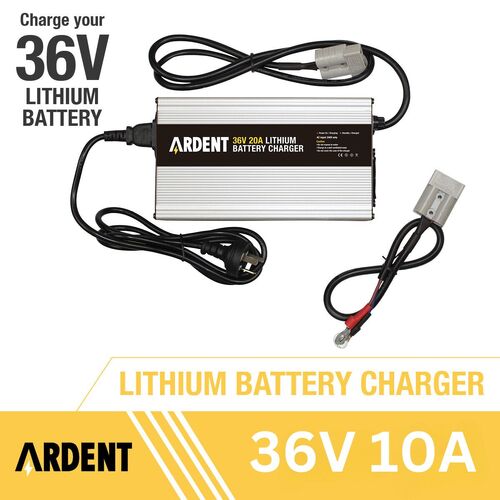 Ardent 43.8V 10A Lithium Battery Charger for 36V Lithium Battery Charger with Anderson Plug & Alligator Clip