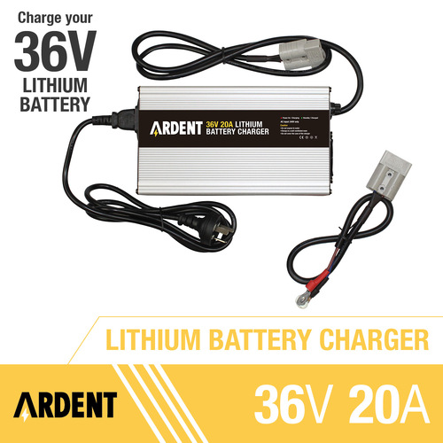 Ardent 43.8V 20A Lithium Battery Charger for 36V Lithium Battery Charger with Anderson Plug & Alligator Clip