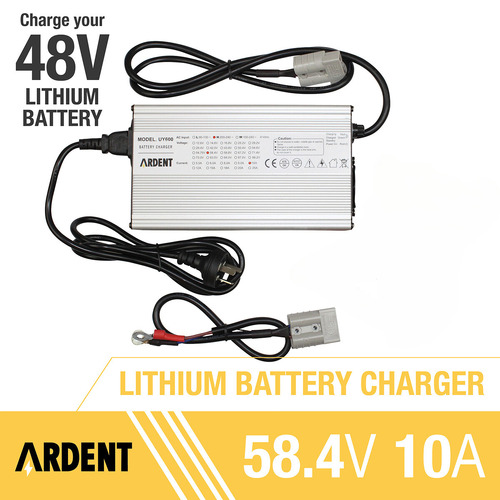 Ardent 58.4V 10A Lithium Battery Charger for 348V Lithium Battery Charger with Anderson Plug & Alligator Clip