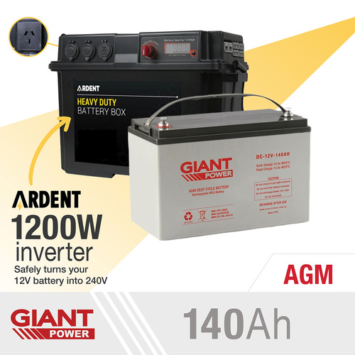 140AH 12V Deep Cycle AGM Powered Battery Kit Including AGM Battery and Battery Box Kit for Camping 