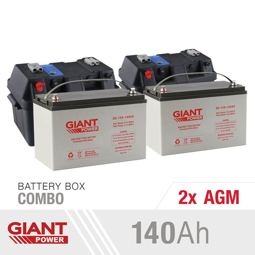 140AH 12V Deep Cycle AGM Powered Battery Kit Including AGM Battery and Battery Box Kit for Camping 