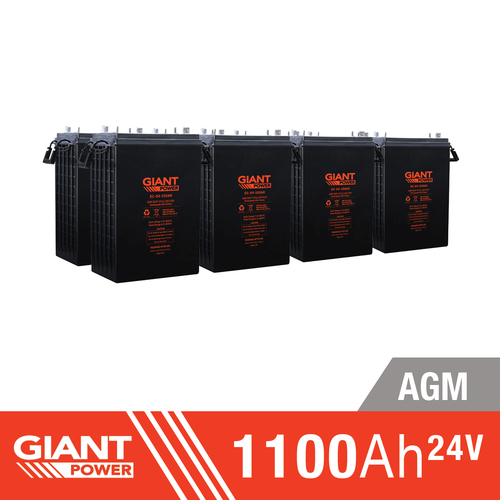 Giant Power 26.4kWh 24V 1100AH AGM Battery Bank (6V cells)