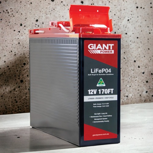 GIANT 170AH Australian Made Lithium Slimline Front Terminal Battery 