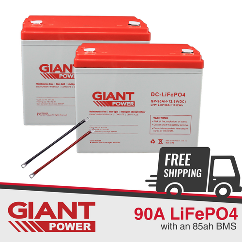 2x 90AH Lithium Battery LiFePO4 Deep Cycle Battery Giant 12V