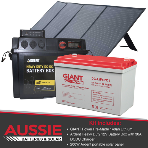 140AH lithium Battery & Heavy Duty DCDC battery box and 200W Portable Solar