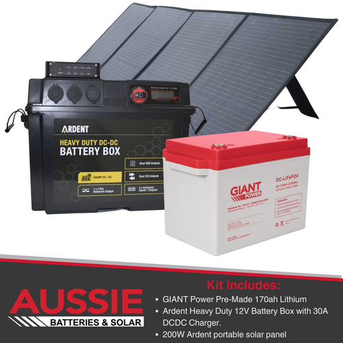 170AH lithium Battery & Heavy Duty DCDC battery box 200W PORTABLE SOLAR